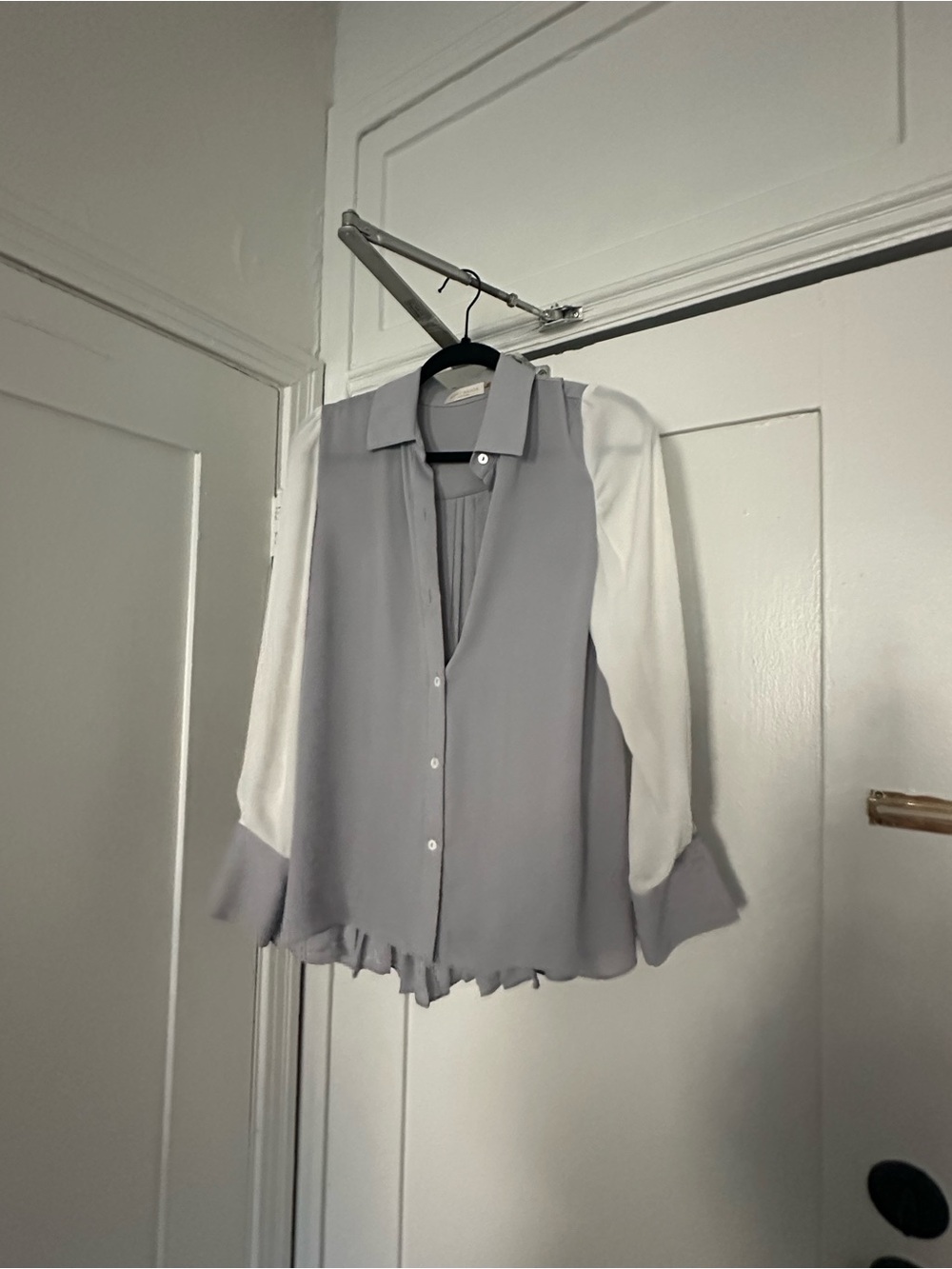 Ramy Brook Light Gray Button-Front Blouse